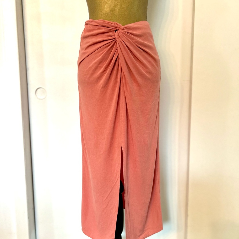 Elegant Coral Midi Skirt